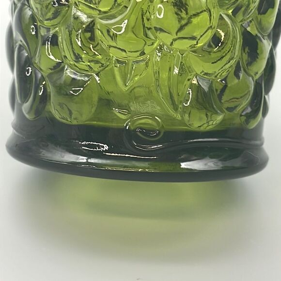 MCM Indiana Glass Vase Pressed Grape Pattern Avocado 1970s - Picture 7 of 16